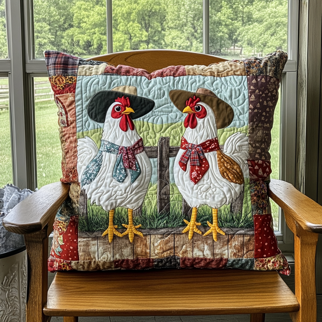 Cowboy Rooster DAI241224101 Quilted Pillow Case