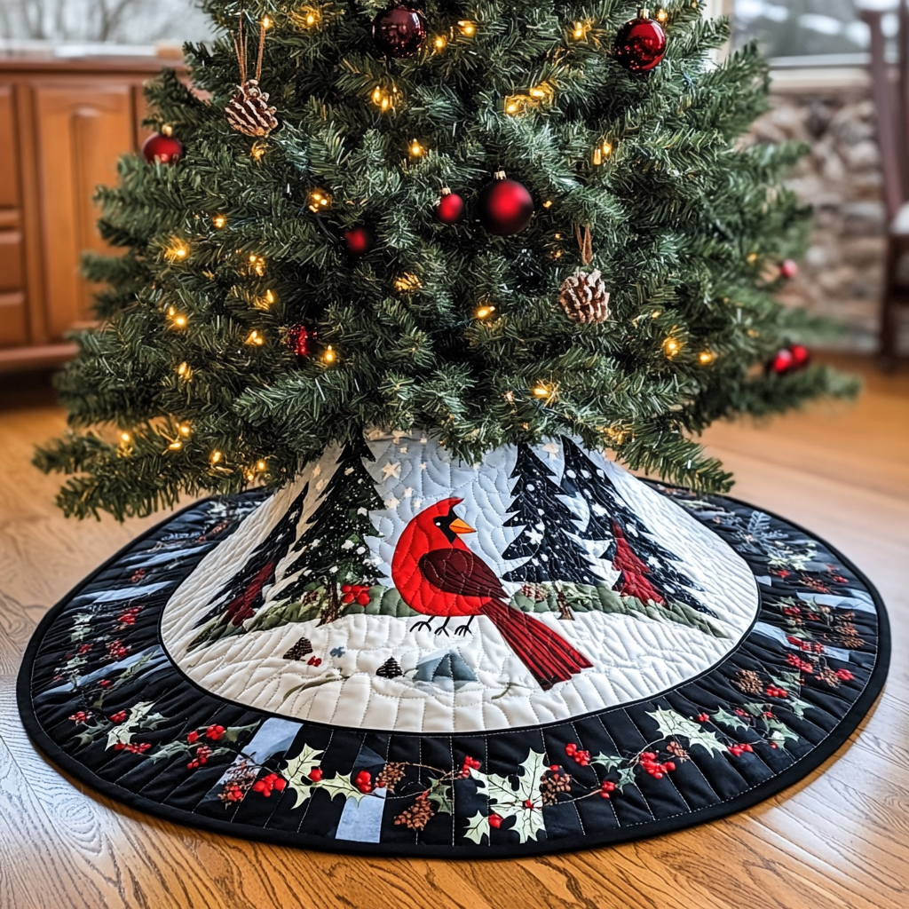 Christmas Cardinal TAI041024048 Quilted Tree Skirt