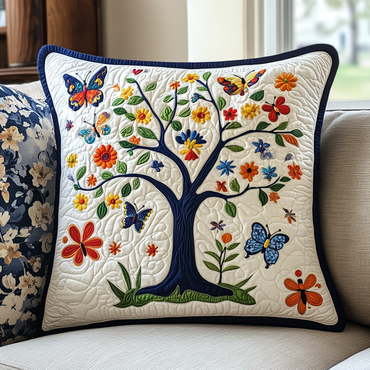 Butterfly Tree Of Life DAI150125167 Quilted Pillow Case