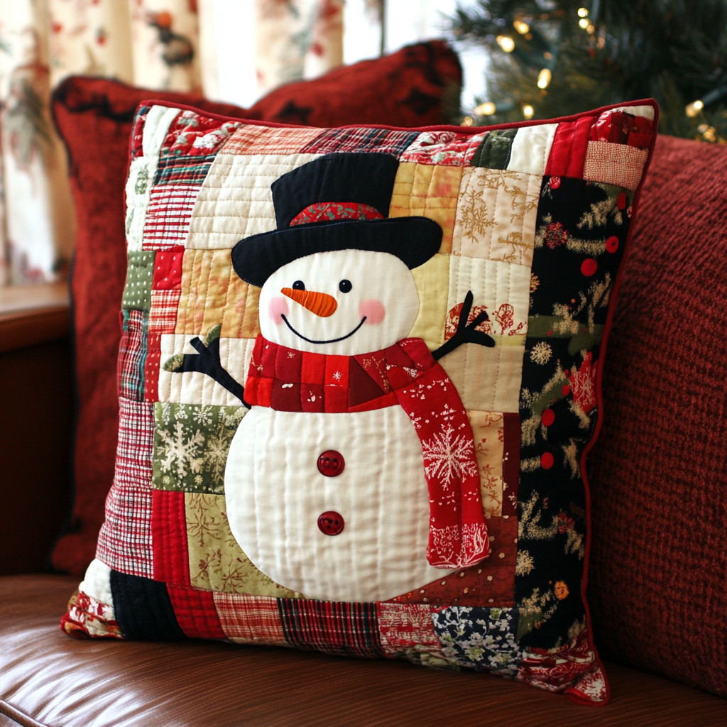 Christmas Snowman TAI130824256 Quilted Pillow Case