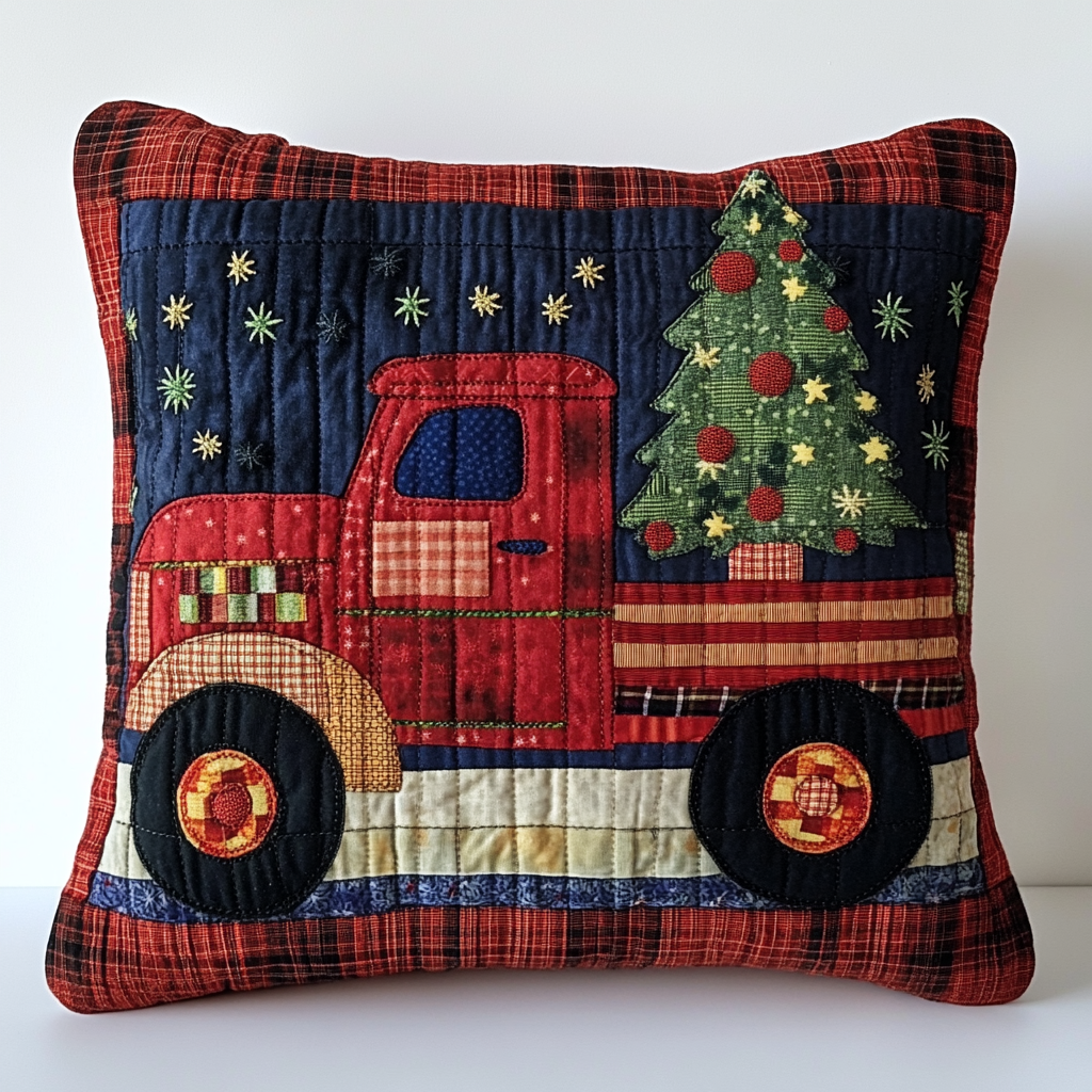 Christmas Truck TAI130824267 Quilted Pillow Case