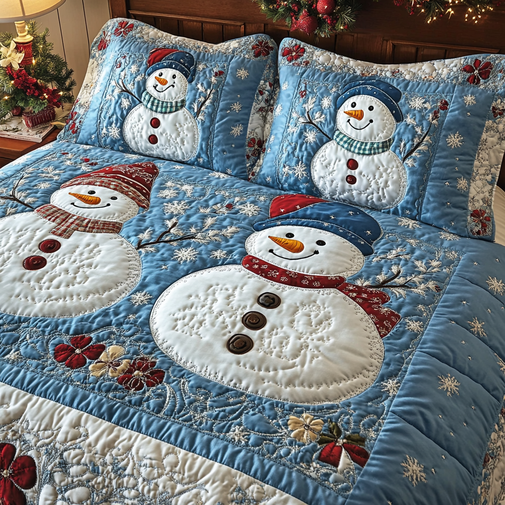 Christmas Snowman TAI101224517 Quilt Bedding Set