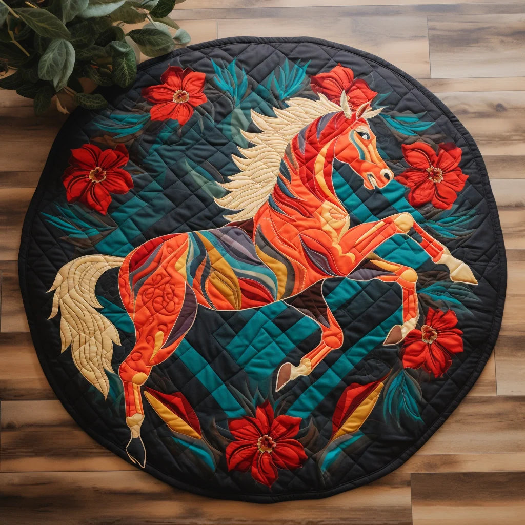 Horse TAI221223016 Quilted Round Mat