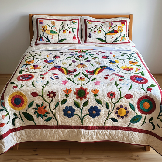 Birds In Flower Garden TAI251124006 Quilt Bedding Set