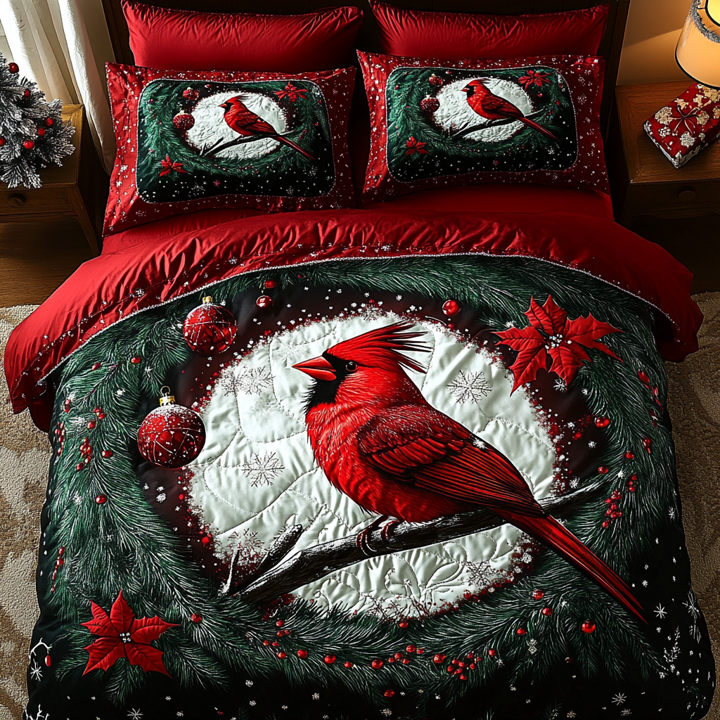 Christmas Cardinal TAI201124280 Quilt Bedding Set