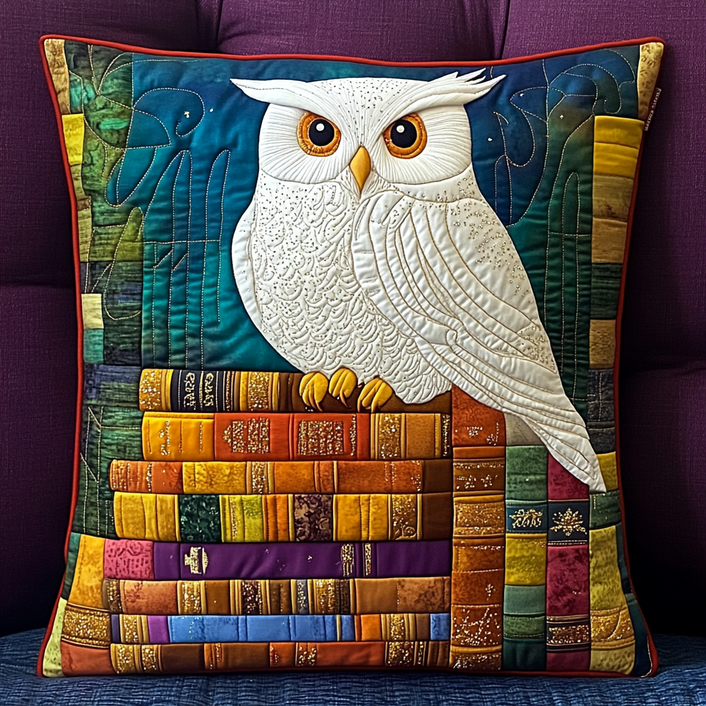 Bookish Owl DAI150125113 Quilted Pillow Case