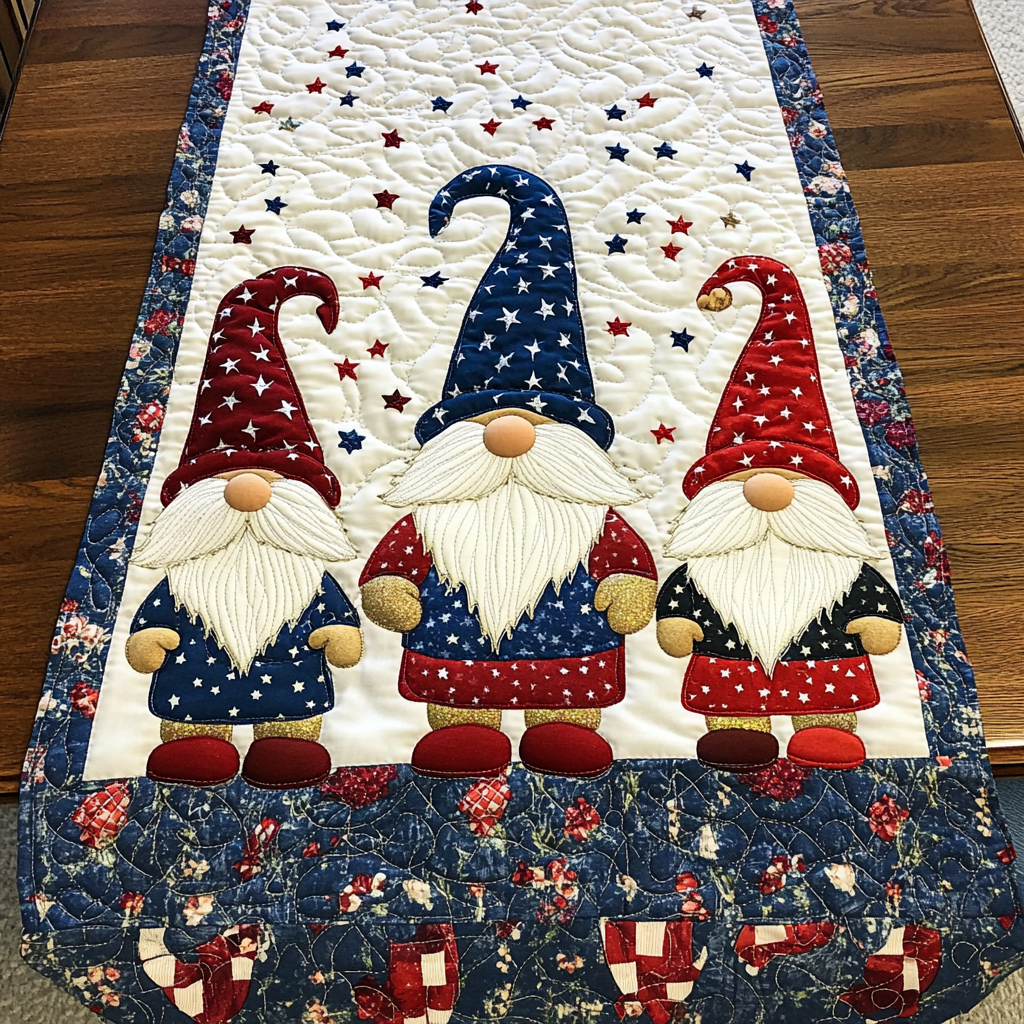 Patriotic Gnome DAI090125316 Quilted Table Runner