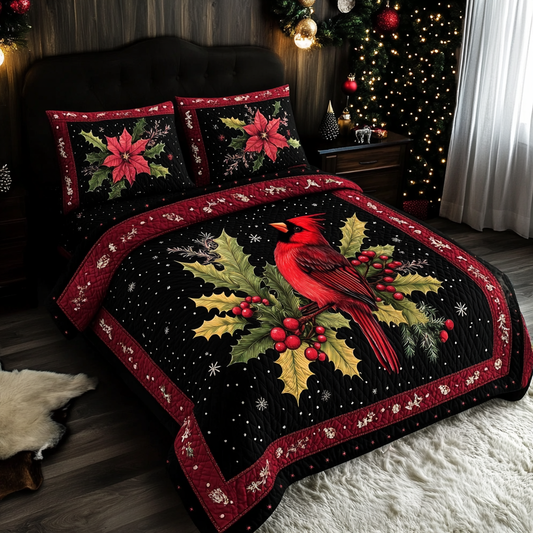 Christmas Cardinal TAI181024122 Quilt Bedding Set