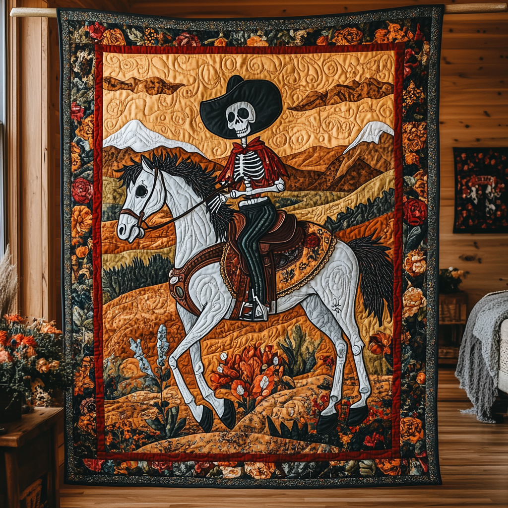 Cowboy Skeleton DAI241224388 Quilt Blanket