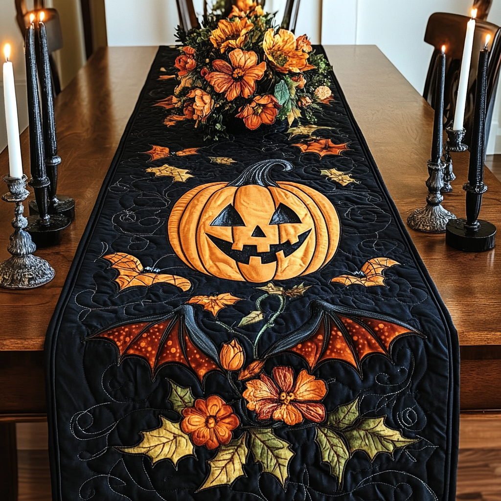 Halloween Pumpkin TAI021024214 Quilted Table Runner