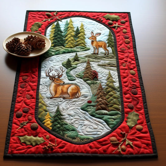 Woodland Deer TAI060123141 Quilted Table Runner