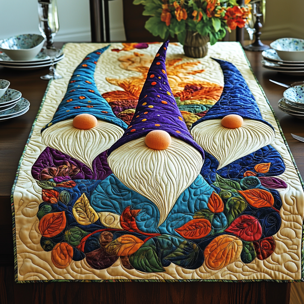 Autumn Gnome TAI041124640 Quilted Table Runner