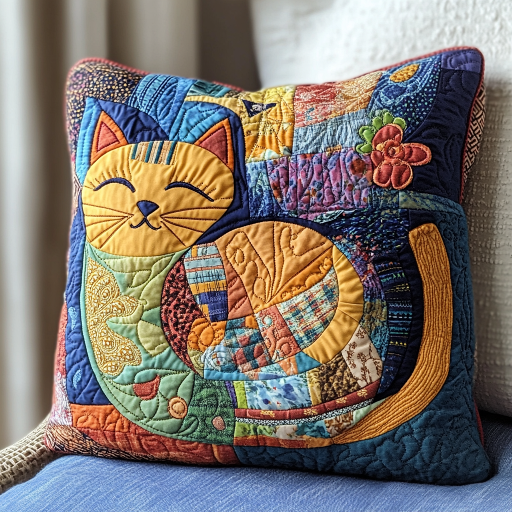 Cat TAI061124258 Quilted Pillow Case