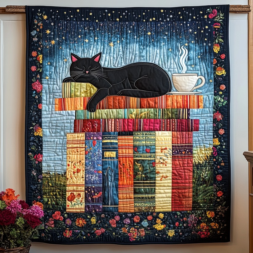 Cat With Book NTA281024332 Quilt Blanket