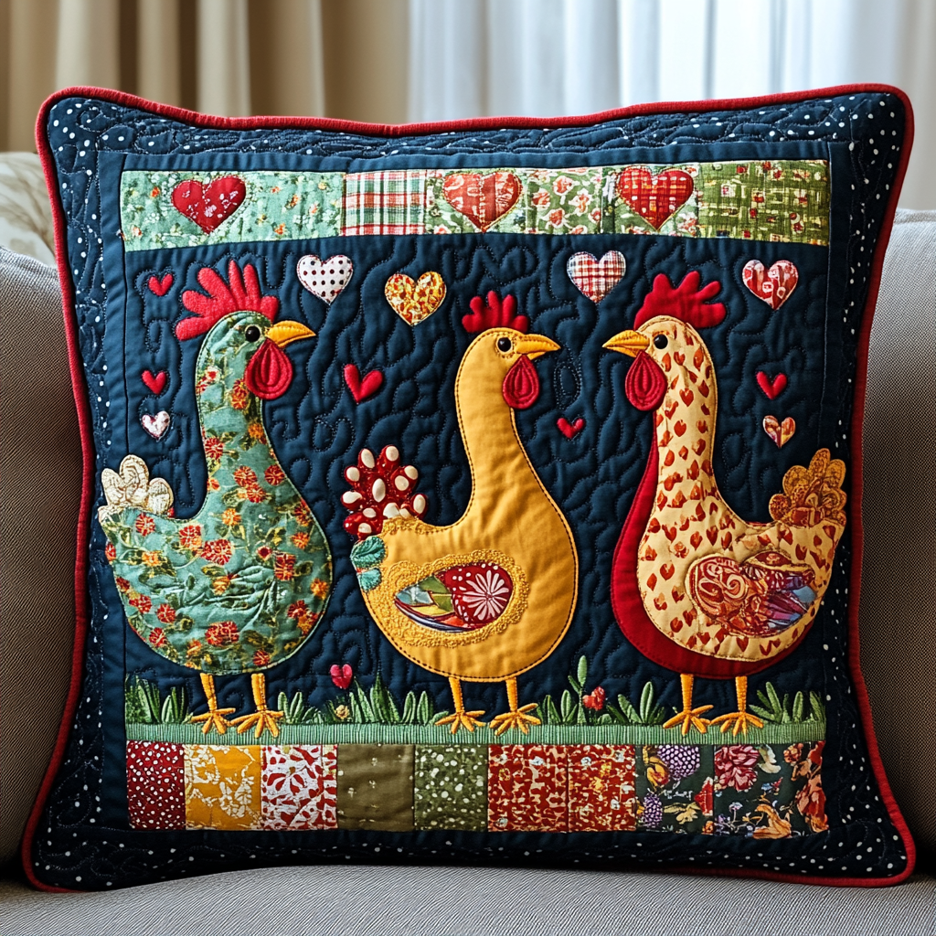 Chicken TAI041124547 Quilted Pillow Case