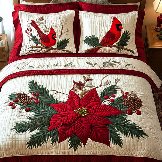 Christmas Cardinal TAI041124162 Quilt Bedding Set