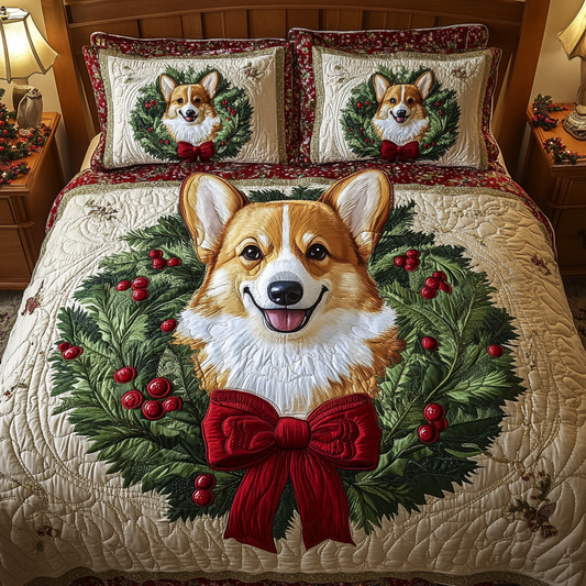 Christmas Corgi TAI311024095 Quilt Bedding Set