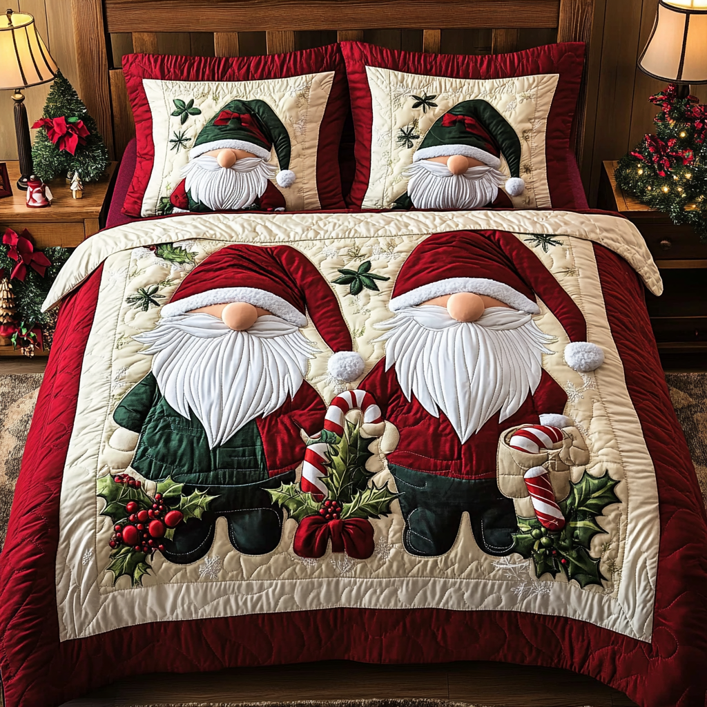 Christmas Gnome TAI311024075 Quilt Bedding Set