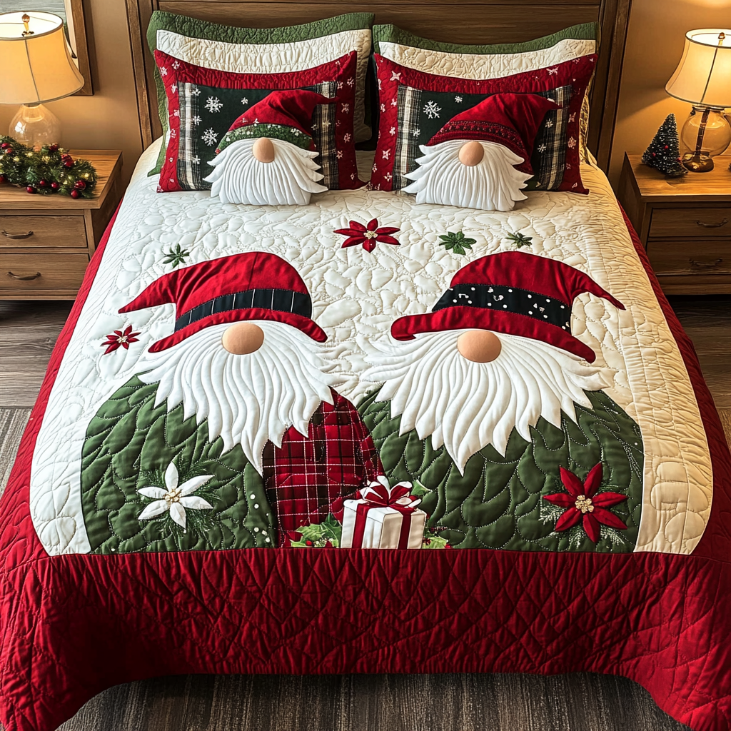 Christmas Gnome TAI311024076 Quilt Bedding Set