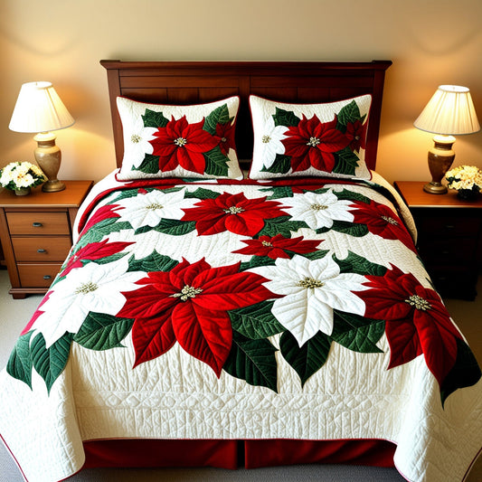 Christmas Poinsettia NTA311024138 Quilt Bedding Set