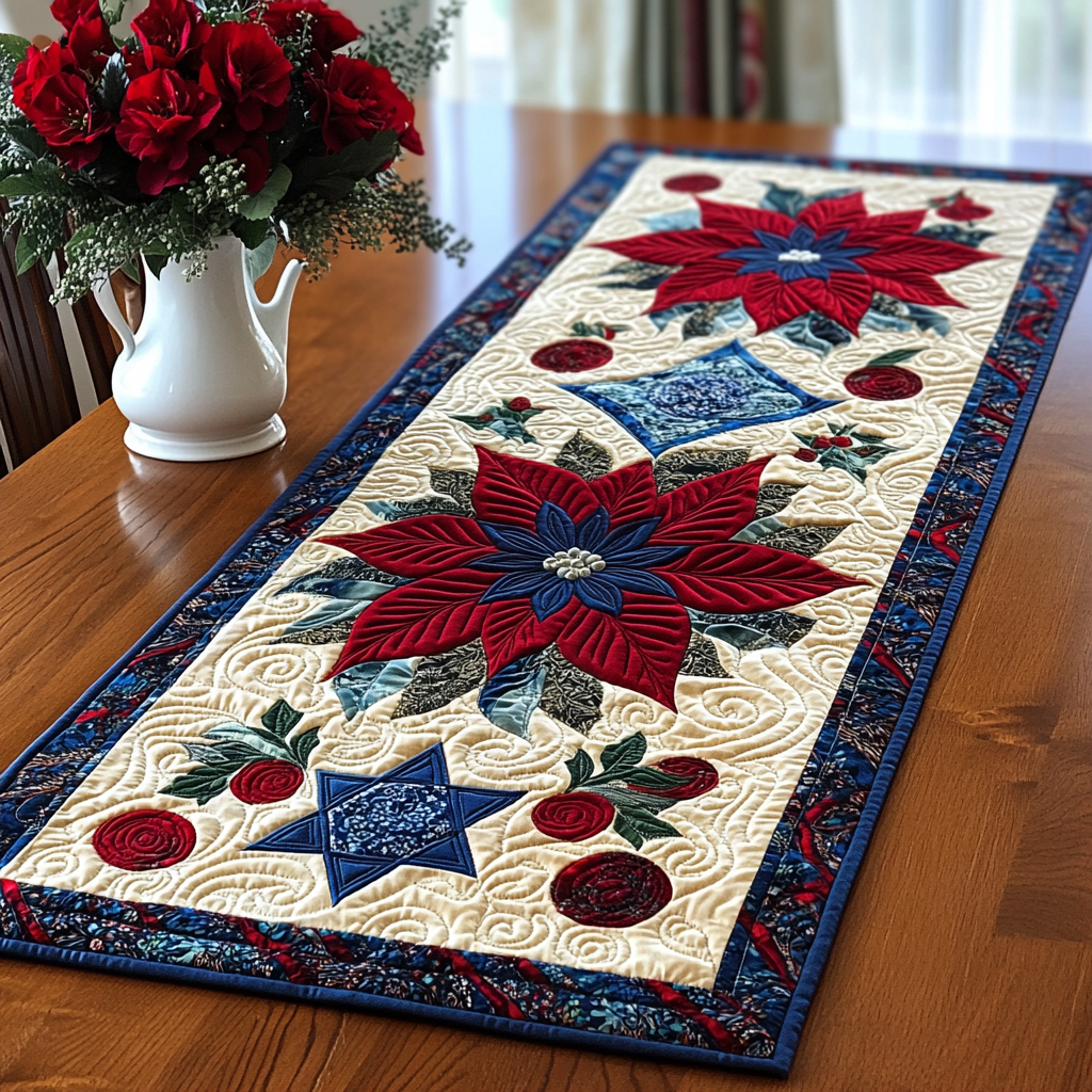 Christmas Poinsettia TAI061124214 Quilted Table Runner