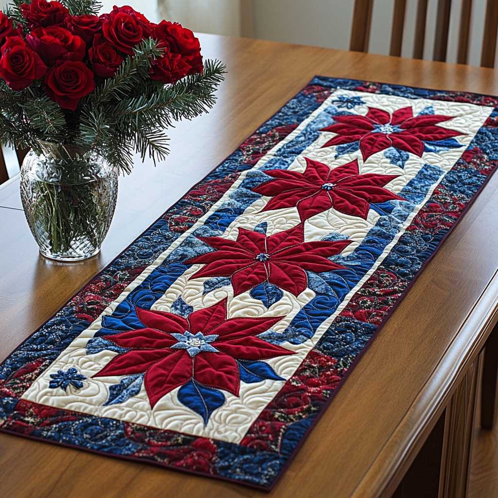 Christmas Poinsettia TAI061124219 Quilted Table Runner