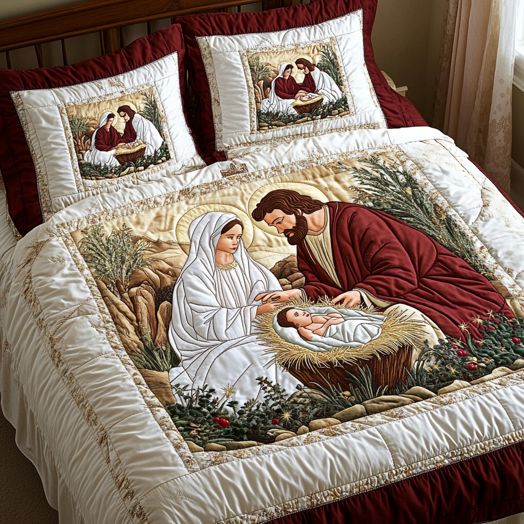 Christmas Poinsettia TAI311024016 Quilt Bedding Set