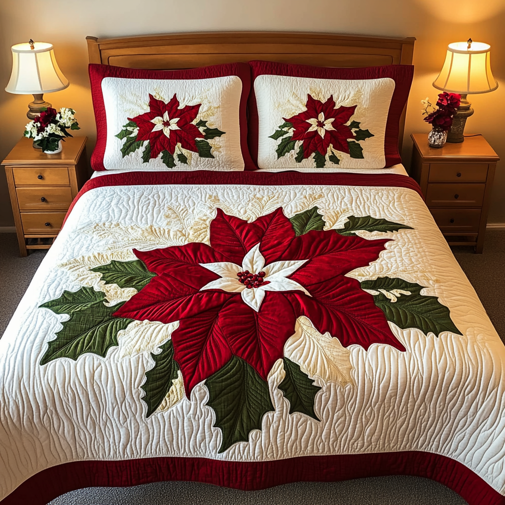 Christmas Poinsettia TAI311024071 Quilt Bedding Set