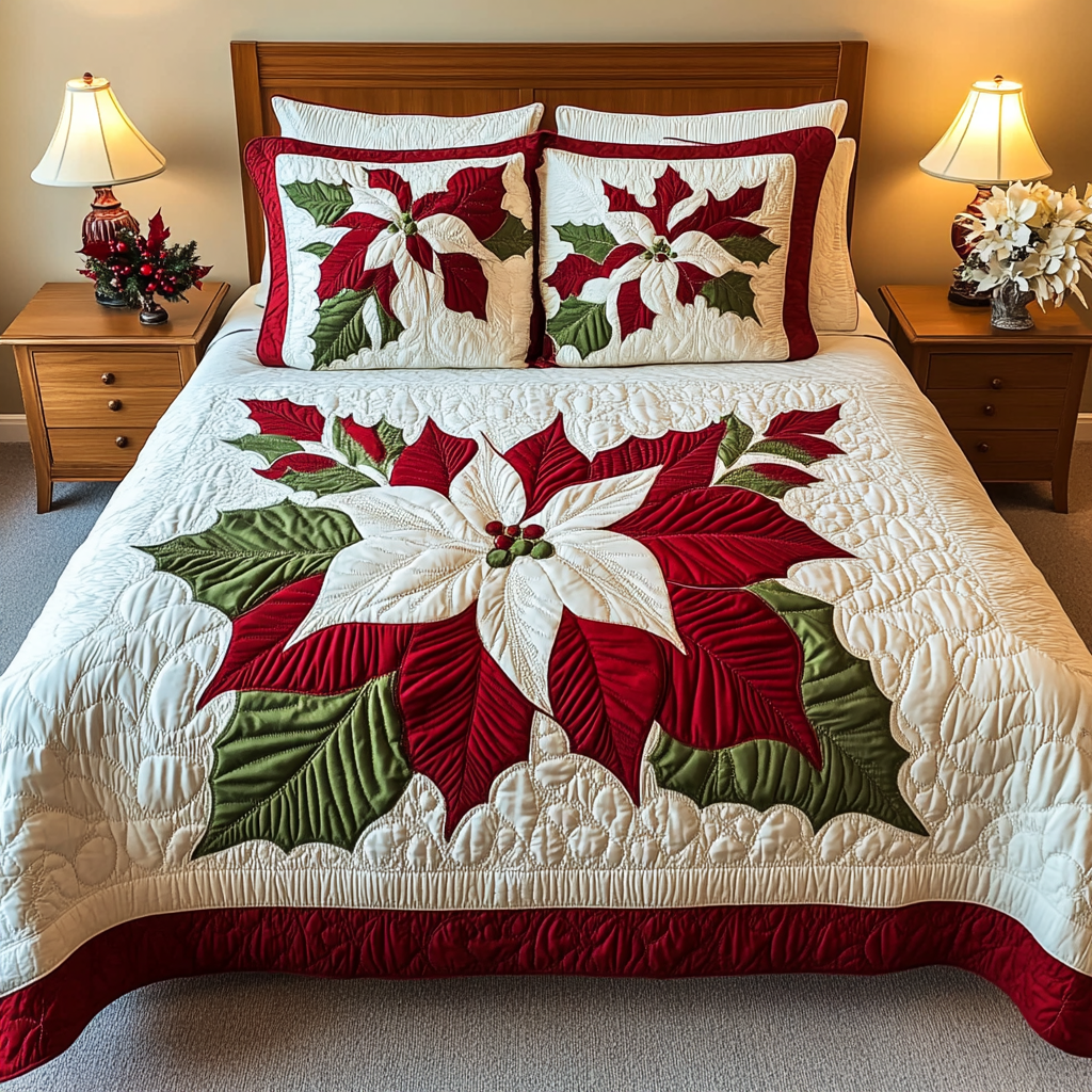 Christmas Poinsettia TAI311024072 Quilt Bedding Set