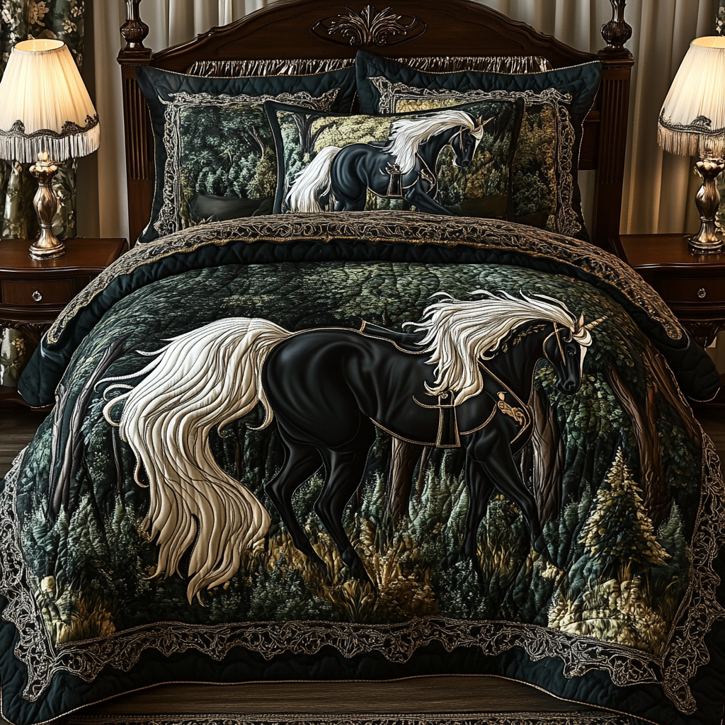 Majestic Black Horse TAI311024084 Quilt Bedding Set