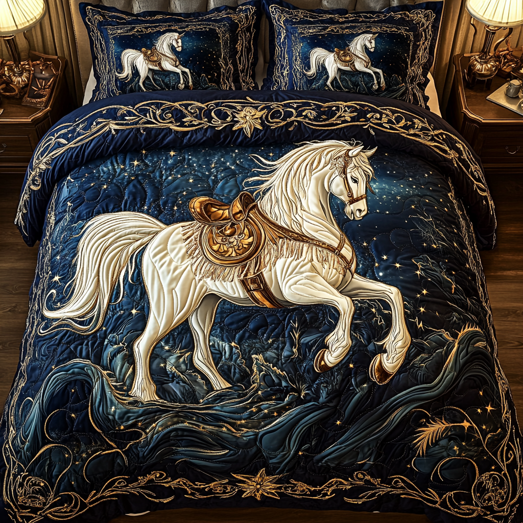 Majestic White Horse TAI311024103 Quilt Bedding Set