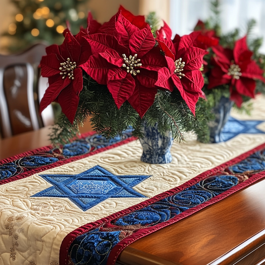 Star Of David TAI061124215 Quilted Table Runner