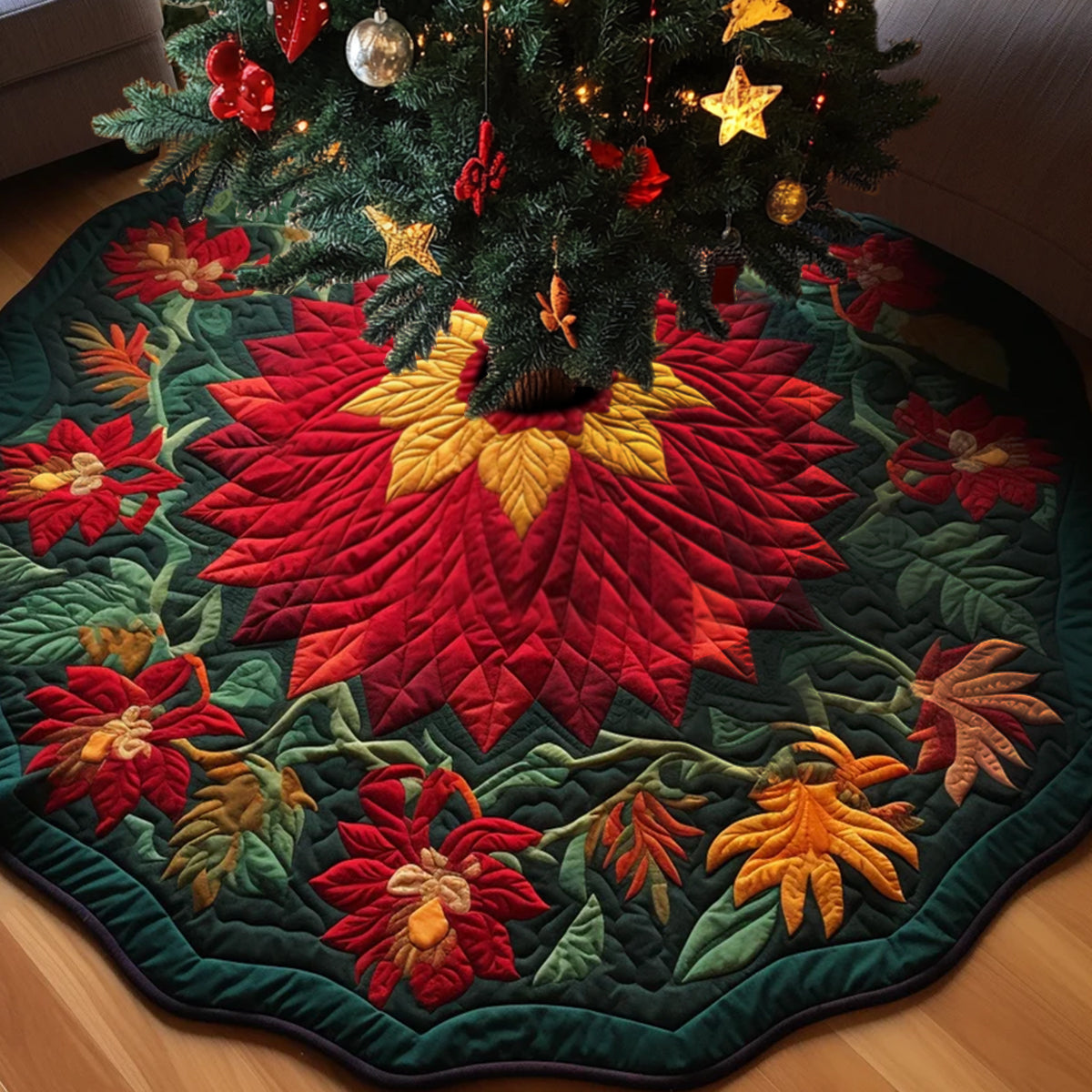 Flower TAI221223036QTS Quilted Tree Skirt