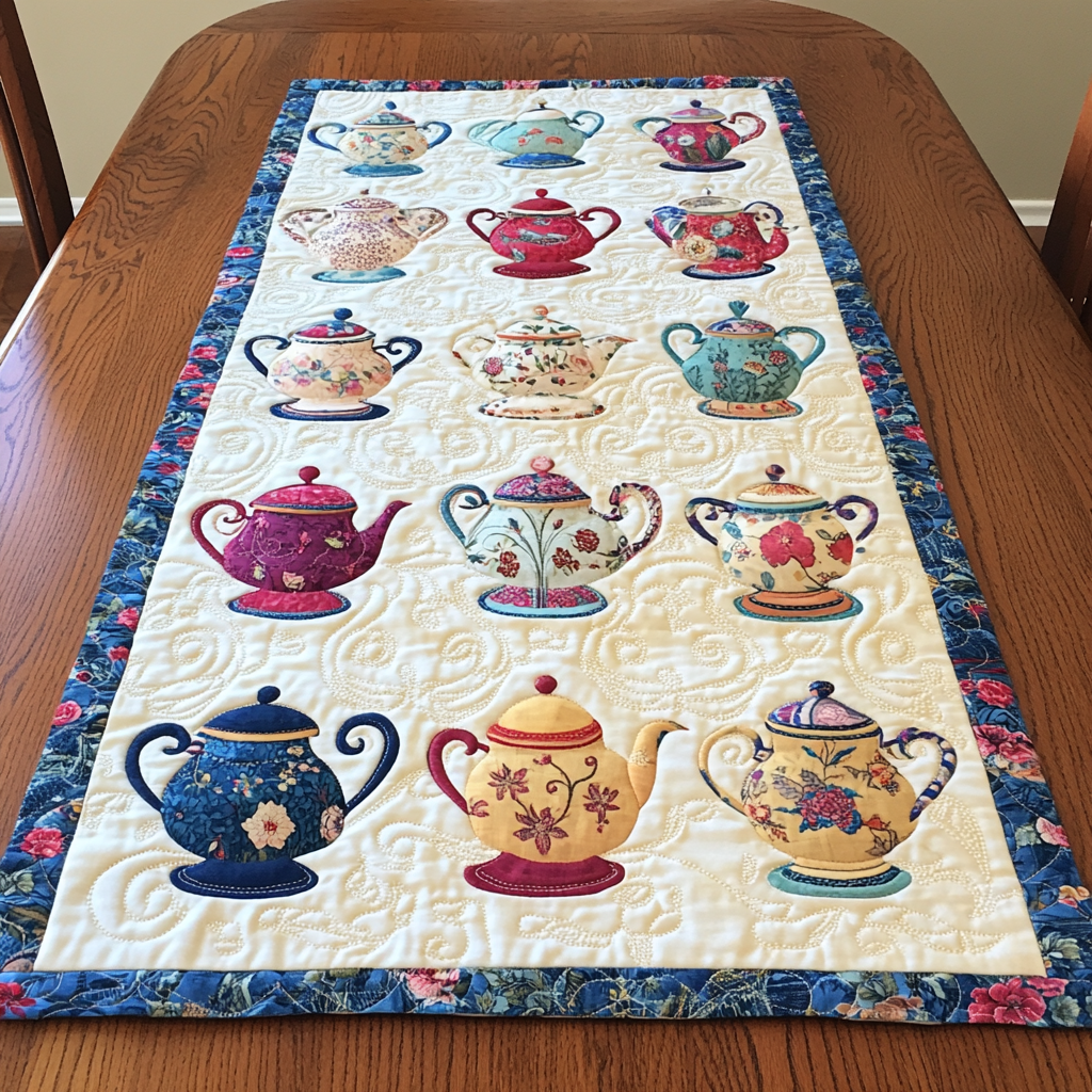 Teapot TAI041124618 Quilted Table Runner