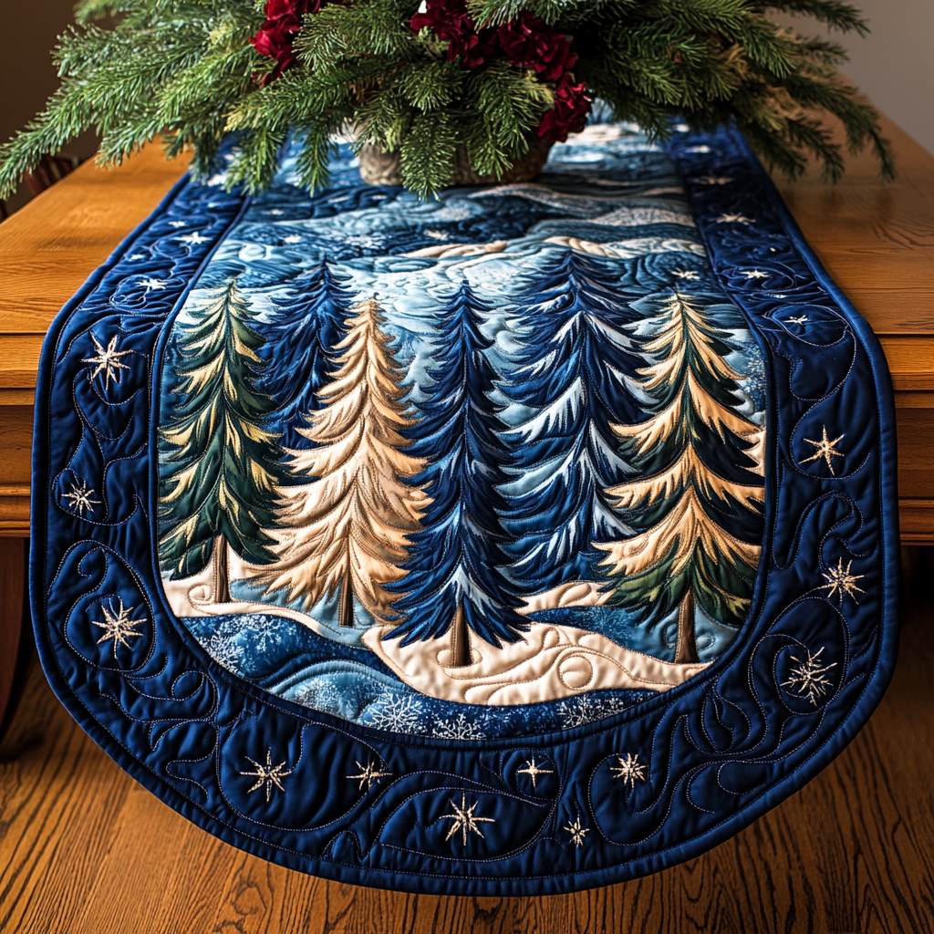 Winter Pine Forest TAI041124647 Quilted Table Runner