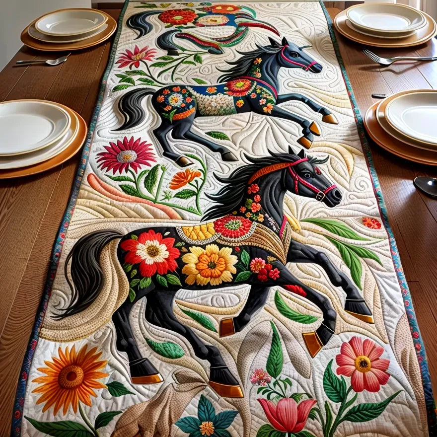 Floral Horse TAI021024242 Quilted Table Runner